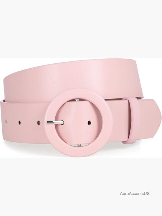 Wide Candy Color Round Buckle PU Leather Belt for Jeans Pants Dresses main image 4